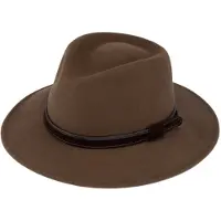 Fiebig Wolvilten hoed Traveller Waterproof en Crushable (opvouwbaar) kleur Cognac maat 55