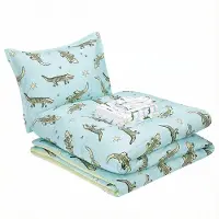 Mazazu Wasbaar Kinderdekbed Zonder Overtrek - 140x200 cm - Krokodillen Blauw & Groen - All-Year - Hypoallergeen & Zacht - Coverless Duvet