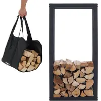 Lendo Online Brandhoutrek 50x25x100cm Zwart Staal