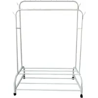 Lendo Online Kledingrek 110x55x165 cm Wit met Wieltjes