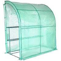 Lendo Online Muurkas met 3 etages en PE waterdichte hoes 200x100x214cm staal groen - met stalen plantenhouders - Tuinkas - Broeikas - Kas - Serre - Kweekkas - Foliekas - Groentekas - Tomatenkas