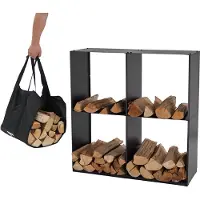 Lendo Online Brandhoutrek 80x28x80 cm Zwart Staal