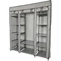 Lendo Online Opvouwbare Kledingkast Garderobekast met ophangrails Opbergkast Campingkast Kampeerkast 145x44x170cm Grijs