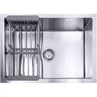 Lendo Online Spoelbak voor keuken met droogrek 590x440x200mm RVS Zwart Antraciet