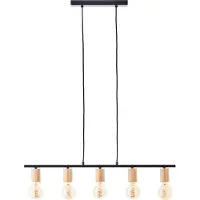 Brilliant 5-lichts hanglamp Kerry zwart met hout
