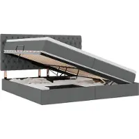 vidaXL Opslag bed met matras met opslag Donkergrijs 200 x 200 cm Stof