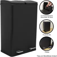MonsterShop Dubbele Pedaalemmer 60 L - Zwart