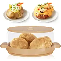 LONGZIMING -Magnetron Aardappelkoker - Magnetron Aardappelstoomdoos - Magnetron Stoombakje - Snel Koken Van Aardappelen En Groenten - 1 - Transparant