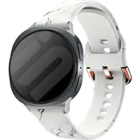 Strap-it Siliconen Marble bandje – geschikt voor Samsung Galaxy Watch 8 (40 mm) / Samsung Galaxy Watch 8 (44 mm) / Samsung Galaxy Watch 8 Classic – comfortabel, flexibel, zweetbestendig – Wit