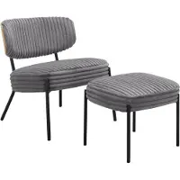 Loft 24 Jerry-Loungestoel & Hocker - Grijs Stof