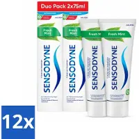 Sensodyne - Tandpasta - Fresh Mint - Frisse Munt - Duopack - 2 x 75 ml - Voordeelverpakking - 12 stuks