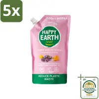 Happy Earth 5 x – Handzeep Navulling – 100% Natuurlijk Lavender Ylang – 600 ml - Grootverpakking - Handzeep Navulling - Natuurlijke Handzeep - Vegan Handzeep - Lavendel Handzeep - Ylang Handzeep