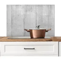 KitchenYeah Spatscherm keuken 80x55 cm - Kookplaat achterwand Grijs - Betonlook - Industrieel - Muurbeschermer - Spatwand fornuis - Hoogwaardig aluminium
