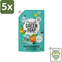 Marcel's Green Soap 5 x Marcel’s Green Soap – Wasverzachter – Peach & Jasmine Navulling – 750 ml - Grootverpakking - Kabel - Kabels - Kabelsysteem - Kabelsysteem