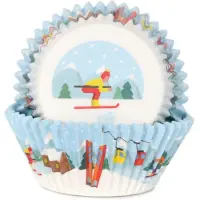 House of Marie Cupcake Vormpjes - Winter Ski - pk/48 - Baking Cups voor Muffins en Cupcakes
