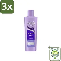Andrélon 3 x – Shampoo – Zilver Care – 250 ml - Grootverpakking - Zilver Care Shampoo - Koele Haarkleur - Kleurcorrectie - Gele Tonen - Koperkleurige Tonen