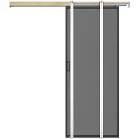 Vente-unique Schuifdeur met klamplaagsysteem - Aluminium en gehard rookglas - H205 x L83 cm - LINCI II L 83 cm x H 205 cm x D 4 cm