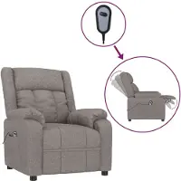 vidaXL Fauteuil verstelbaar elektrisch stof taupe