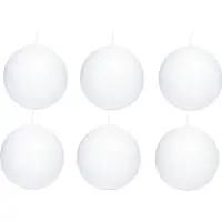 Trend Candles Bolkaars glad - 6x - wit - 8 cm - 25 branduren - ronde kaarsen