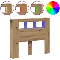 vidaXL Hoofdeinde met LED 120x18,5x103,5 cm hout artisanaal eikenkleur
