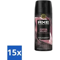Axe 15 x – Deodorant – Cocoa Velvet – 150 ml - Deodorant Bodyspray - Frisheid - Lichaamsgeur - Warme Geur - Vanille