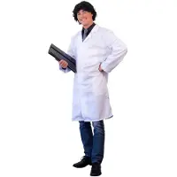 Witbaard doktersjas heren polyester wit
