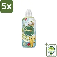 Robijn 5 x – Wasverzachter – Kokos Sensation – 765 ml - Grootverpakking - Wasverzachter Kokos - Wasverzachter Tropisch - Wasverzachter Fris - Wasverzachter Voor Textiel - Wasverzachter Voor Beddengoed