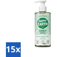 Happy Earth – Was & Badgel – Zeepvrij Baby & Kids – 300 ml - Bulkverpakking - 15 stuks