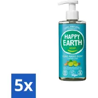 Happy Earth – Handzeep – 100% Natuurlijk Cedar Lime – 300 ml - Bulkverpakking - 5 stuks