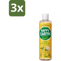 Happy Earth 3 x – Douchegel – 100% Natuurlijk Jasmine Ho Wood – 300 ml - 100% Natuurlijke Douchegel - Jasmijn En Ho Wood - Vegan Douchegel - Natuurlijke Huidverzorging - Dierproefvrij