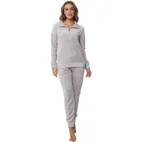 Pastunette Warm velours huispak - Modern brown - Warm 2-delig pyjama pak fleece - 48 - Creme