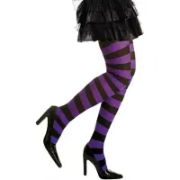 Widmann Heksen verkleedaccessoires panty zwart/paars voor dames maat XL
