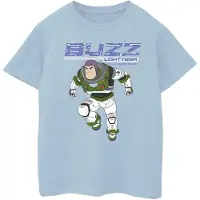 Disney Meisjes Lightyear Buzz Sprong naar Actie Katoenen T-Shirt (Babyblauw)