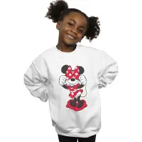Disney Meisjes Minnie Mouse Bow Eyes Sweatshirt (Wit)