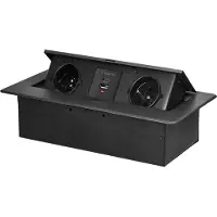 ORNO Uitklapbaar stopcontact met ingebouwde stekkerdoos OR-GM-9034/GR, 2x 230V, 2x USB (A+C type; 3.6A), kleur: grafiet