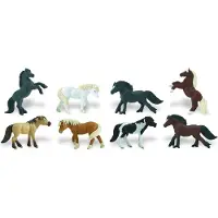 Safari speelset Ponies Toob junior bruin/zwart/wit 8 delig