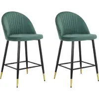 Loft 24 Marlis-Barkruk - Groen Fluweel - Set van 2