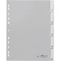 Durable 1 tot 5 Numerieke tabbladen A4 Grijs 5 tabs PP (Polypropeen) 11 Gaten 6440