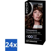 Syoss - Permanent Coloration 4-65 - Haarverf - Permanente Haarkleuring - Chocolate Copper - Grijsdekking - Voordeelverpakking - 24 stuks