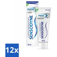 Sensodyne - Tandpasta - Rapid Relief Whitening - Snelle Gevoeligheidsverlichting - 75 ml - Voordeelverpakking - 12 stuks