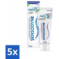 Sensodyne - Tandpasta - Rapid Relief Whitening - Snelle Gevoeligheidsverlichting - 75 ml - Bulkverpakking - 5 stuks