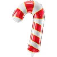 Party Deco Partydeco - Folieballon zuurstok rood/ wit 50 x 82 cm