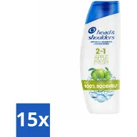 Head & shoulders 15 x - Shampoo - 2-in-1 - Apple Fresh - 100% Roosvrij - 300 ml - Anti-roos Shampoo - Hoofdoorzaak Roos - Microbioom Balans - Roosvrij Shampoo - Apple Fresh
