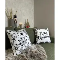 Gek op kussens! Sierkussen zwart-wit sneeuw | 45 x 45 cm | katoen/polyester