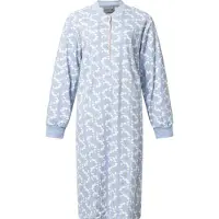 Lunatex - warm dames nachthemd 224186 - aangeruwd interlock - blauw - maat XL