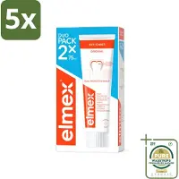 Elmex 5 x – Tandpasta – Anti-Cariës – 2x75 ml - Grootverpakking - Tandpasta Tegen Gaatjes - Aminfluoride - Cariësbescherming - Remineralisatie - Tanden Beschermen