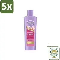 Andrélon 5 x – Shampoo – Levendig Lang – 250 ml - Grootverpakking - Haarversterking - Biotine Shampoo - Lang Haar Verzorging - Haarbreuk Voorkomen - Gezond Lang Haar
