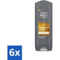 Dove – Douchegel – Men+Care Sandalwood & Vanilla – 250 ml - Voordeelverpakking - 6 stuks