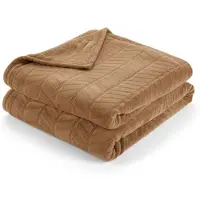 Casa Di Elturo Plaid camel xxl fleece -l180 x b220 cm visgraat reliëf superzacht & warm