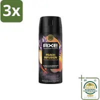 Axe 3 x – Deodorant – Peach Infusion – 150 ml - Grootverpakking - Peach Infusion - Deodorant Bodyspray - Frisheid - Lichaamsgeur - Patchoeli